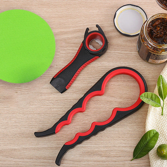 Abridor de frascos tapas con almohadilla de agarre para personas mayores manos débiles, abridor multifunción 4 en 1